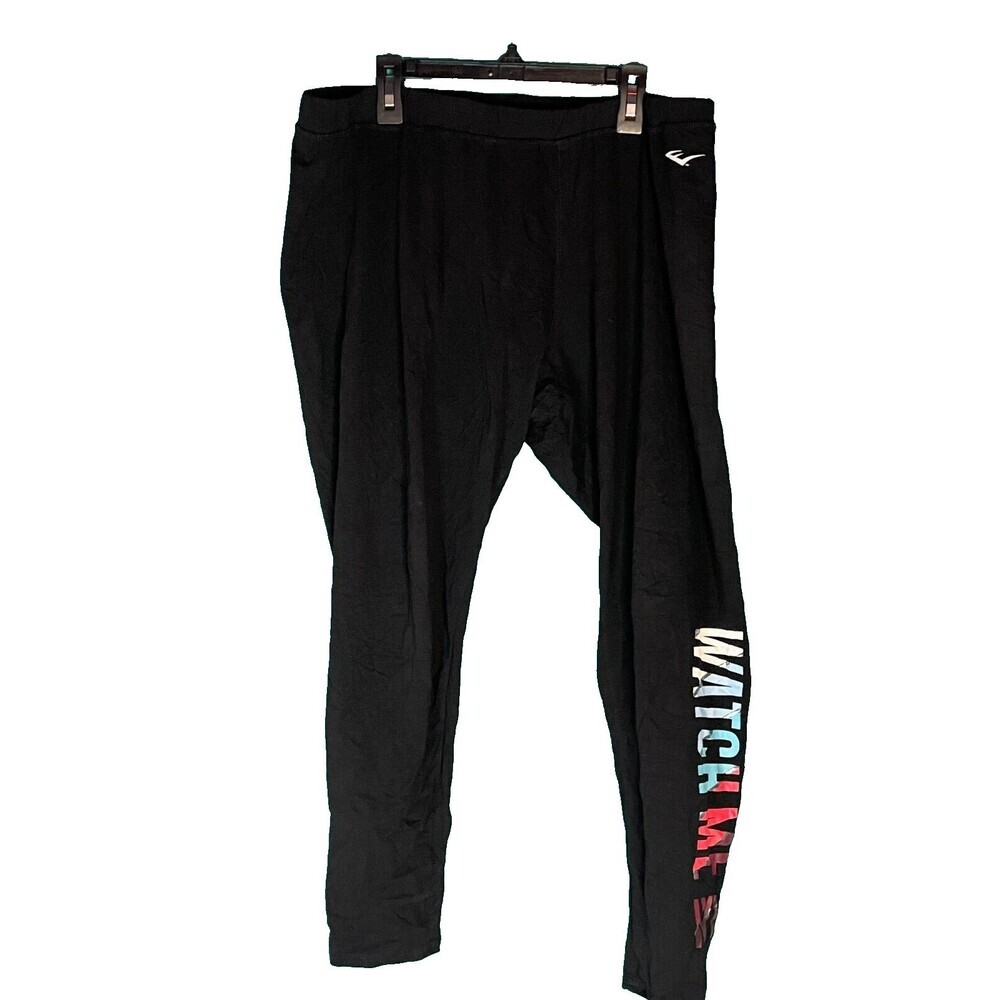 Everlast Solif Black Jogger Sweatpants "Watch Me Win" Unisex Stretch Size XL VTG